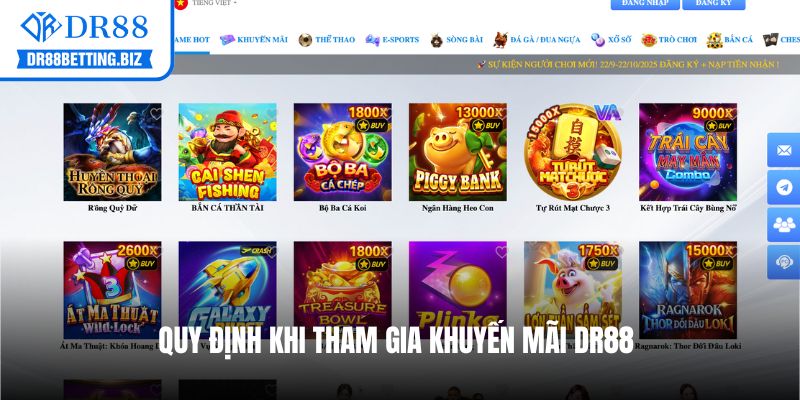 Quy định khi tham gia khuyến mãi DR88